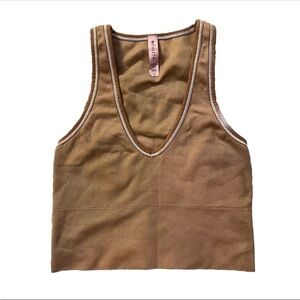 Athleta Tank Top Aurora Seamless Tan Thick Ribbed XXS Women’s V Neck Pullover